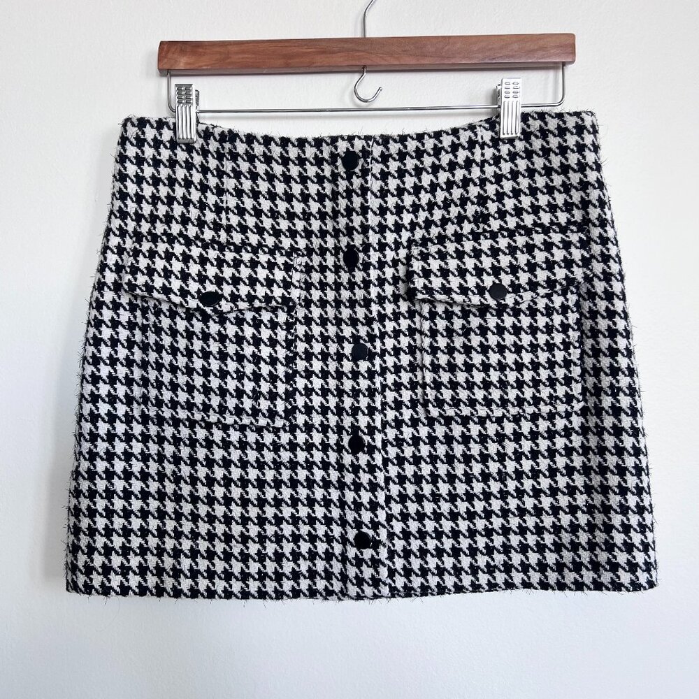 "WAYF" Herringbone Checkered Tailored Mini Skirt - Size L
